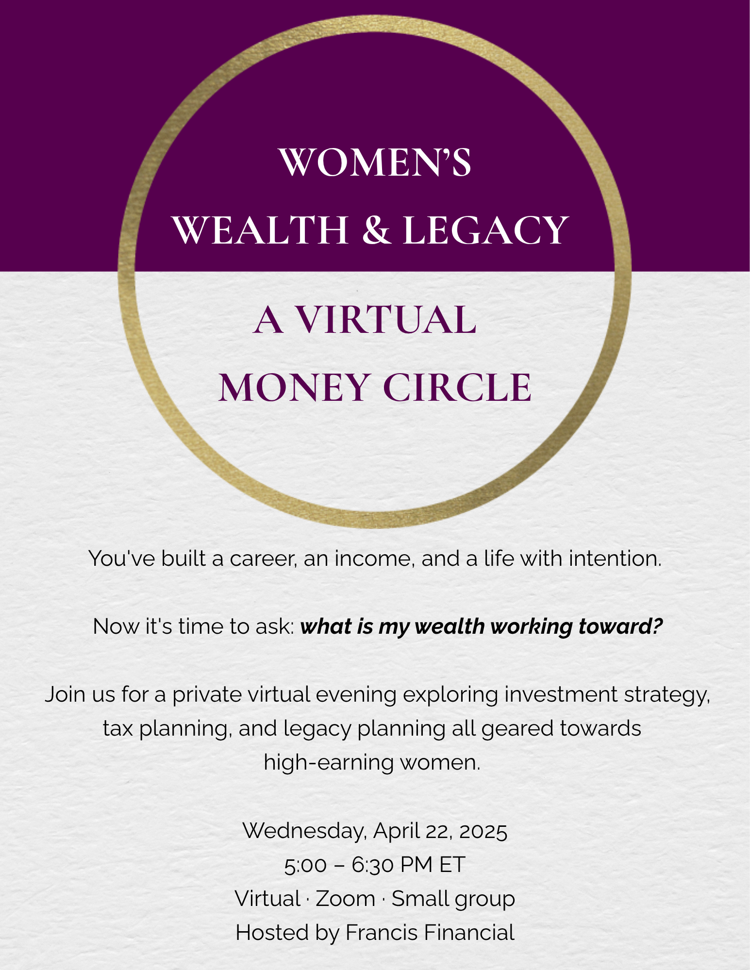 Virtual Women's Money Circle